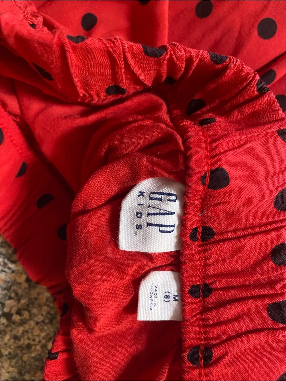 GAP Red Circle Skater Skirt with Black Polka Dots